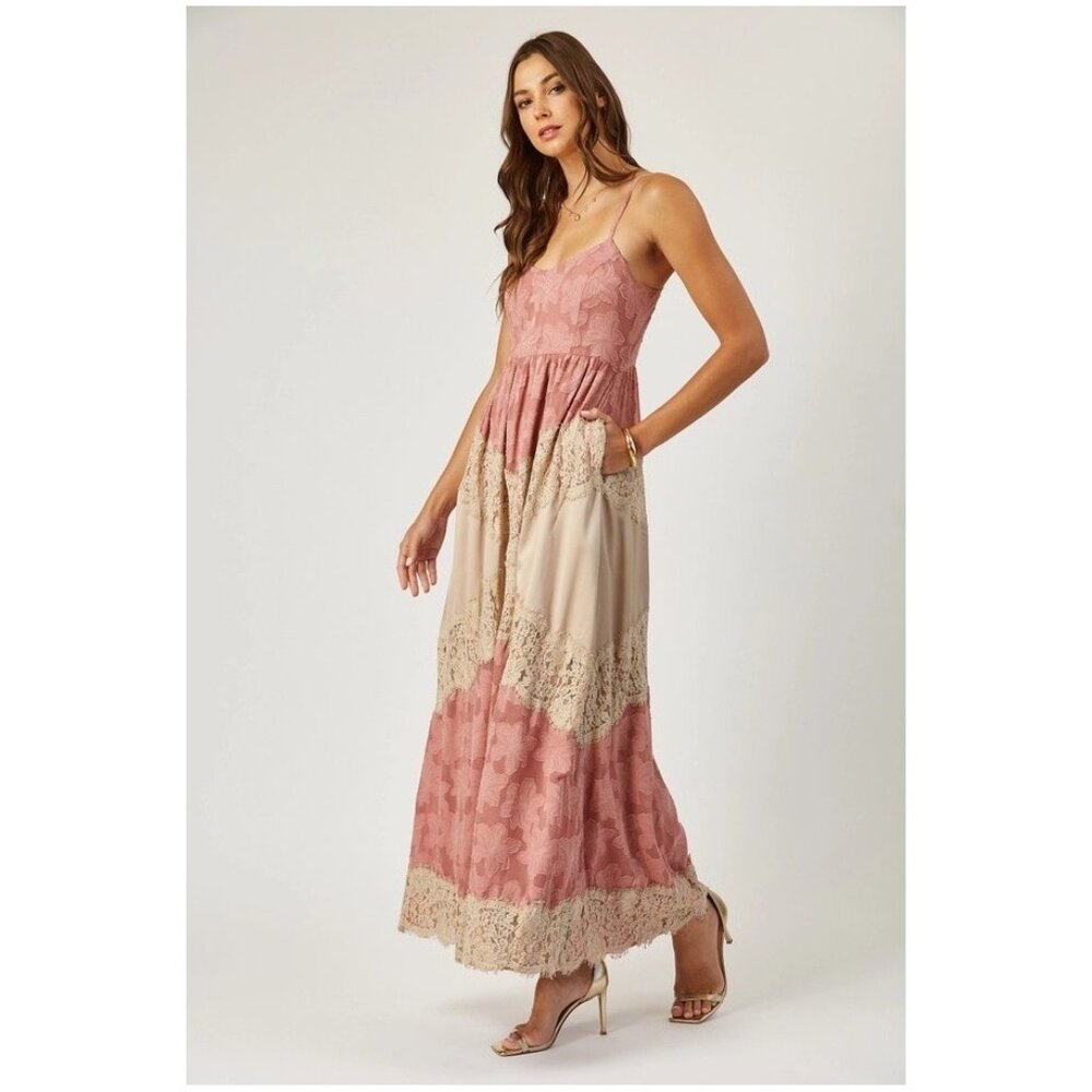 Charlotte Lace and Burnout Maxi Dress S-L